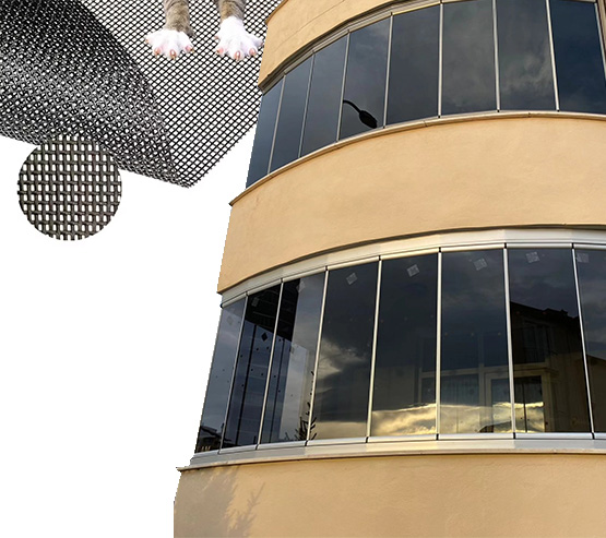 katlanir cam balkon kedi sinekligi